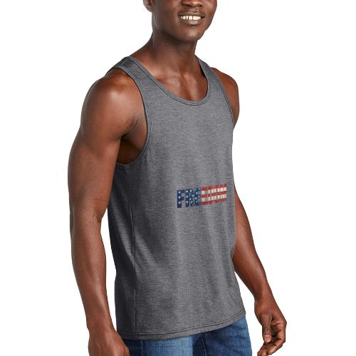 Freedom American Flag Distressed Patriotic Shirt - Unisex Tri-Blend Organic Tank