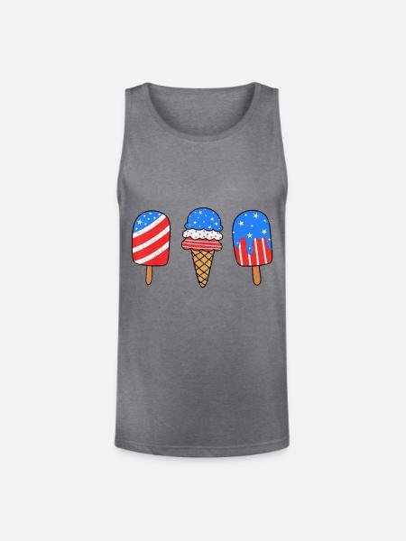 4th July Ice American - Unisex Tri-Blend Organic Tank - heather gray