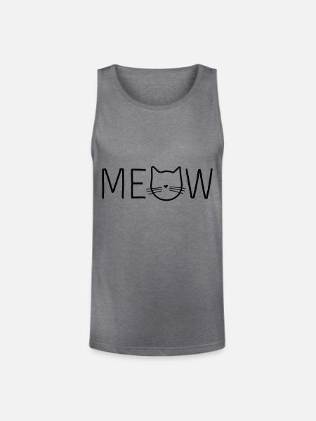 Meow Cat Face - Unisex Tri-Blend Organic Tank - heather gray