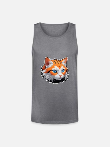 Cat face - Unisex Tri-Blend Organic Tank - heather gray