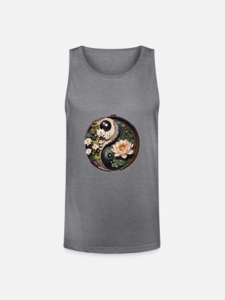 Lotus Flower Pond Yang - Unisex Tri-Blend Organic Tank - heather gray