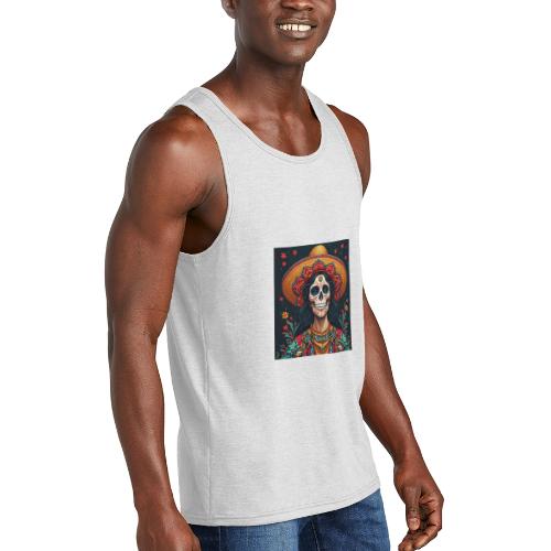 Charra Skull Art | Traditional Mexican Design - Unisex Tri-Blend Organic Tank