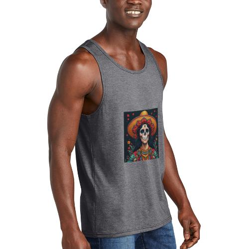Charra Skull Art | Traditional Mexican Design - Unisex Tri-Blend Organic Tank