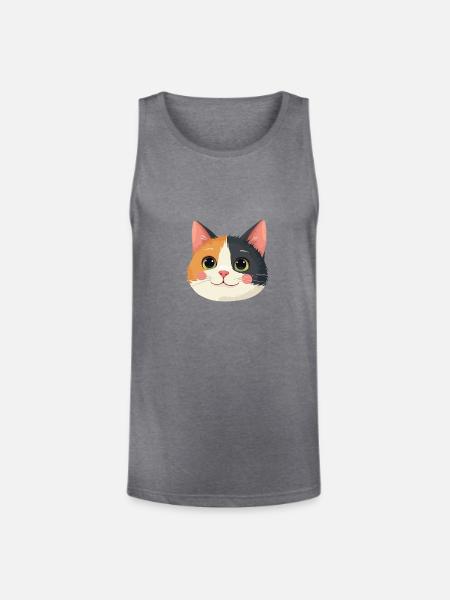 cute cat face - Unisex Tri-Blend Organic Tank - heather gray