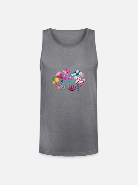 Vibrant Summer Beach Pattern - Unisex Tri-Blend Organic Tank - heather gray