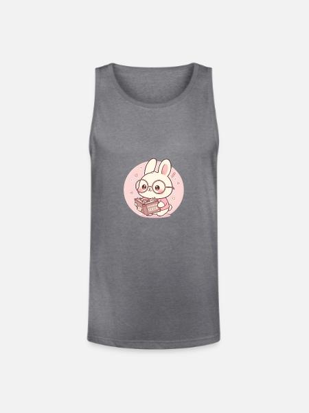 Overthinking Queen Bunny Reading - Unisex Tri-Blend Organic Tank - heather gray