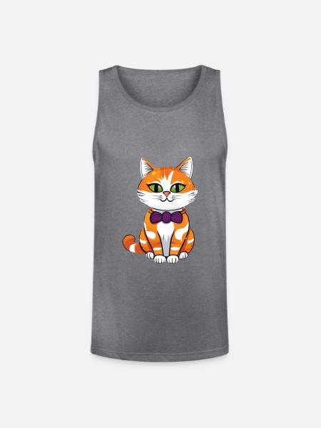 Orange Cat Bowtie Charm - Unisex Tri-Blend Organic Tank - heather gray