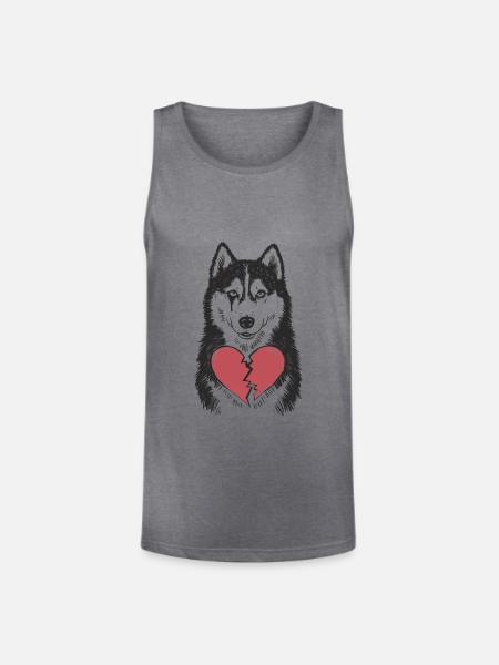 Husky Crying Broken Heart - Unisex Tri-Blend Organic Tank - heather gray