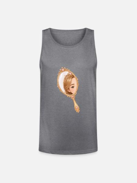 Princess hand mirror illustration - Unisex Tri-Blend Organic Tank - heather gray