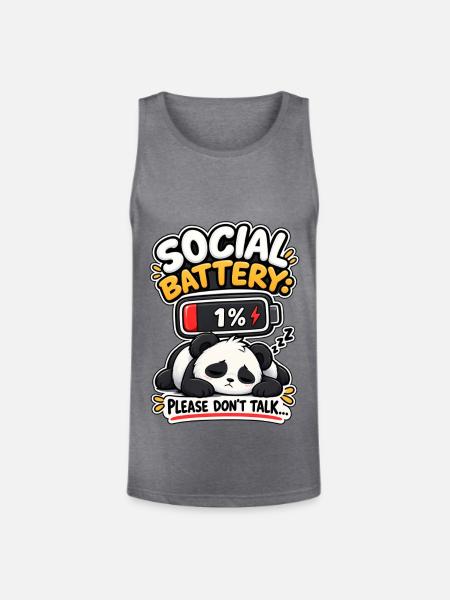 Social Battery Panda 1% - Unisex Tri-Blend Organic Tank - heather gray