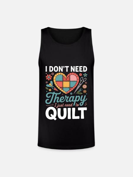 Therapy Quilt Heart Patch - Unisex Tri-Blend Organic Tank - black