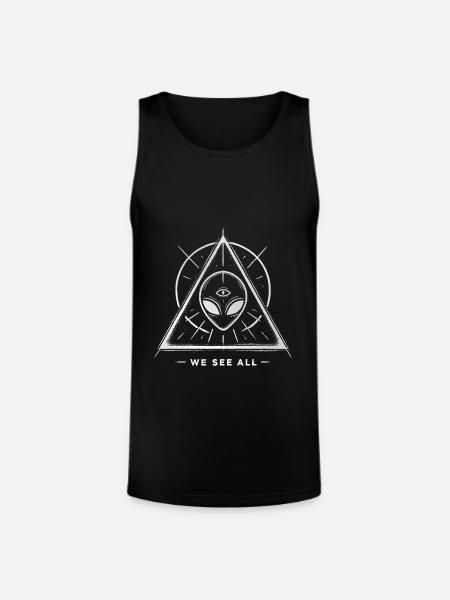 Alien Symbol We See All Cosmic Mystery Tee - Unisex Tri-Blend Organic Tank - black