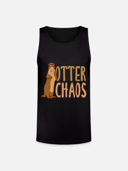 Pun Sea Otter Cartoon - Unisex Tri-Blend Organic Tank - black
