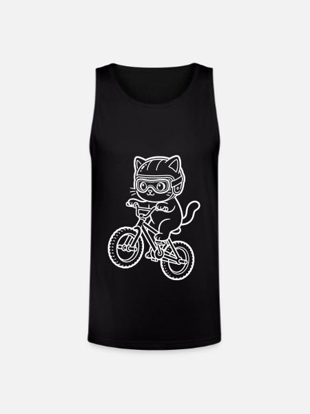 Kawaii Cat Riding BMX Bike - Unisex Tri-Blend Organic Tank - black