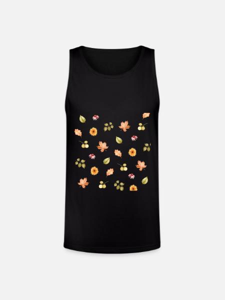 Autumn Meadow Floral Scatter - Unisex Tri-Blend Organic Tank - black