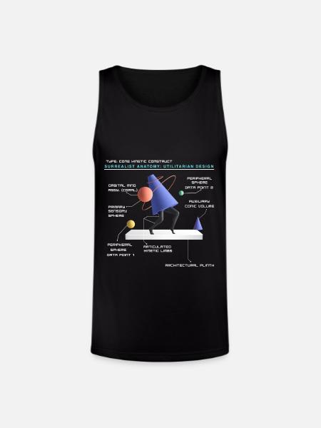 Retro Futuristic Cone Kinetic Construct T-shirt - Unisex Tri-Blend Organic Tank - black