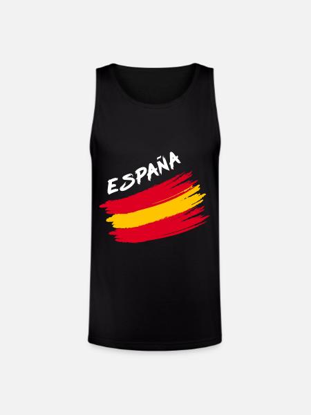 Espana Spain Spanish Flag Brush Design - Unisex Tri-Blend Organic Tank - black