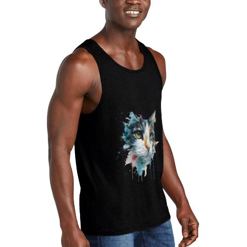 Watercolor cat face - Unisex Tri-Blend Organic Tank