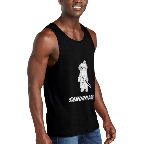 Samurai Maltese Katana Warrior Dog Tee - Unisex Tri-Blend Organic Tank