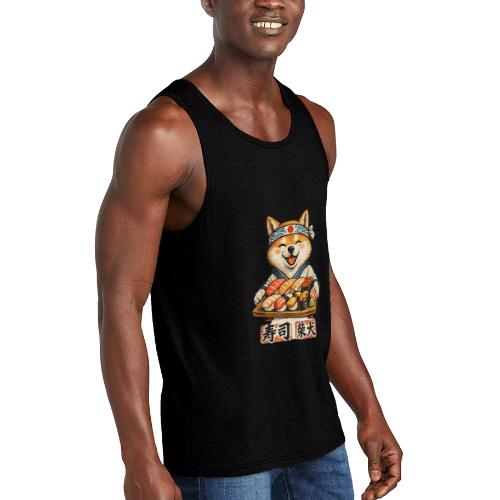 Funny Shiba Inu Sushi Kawaii Dog Tee - Unisex Tri-Blend Organic Tank