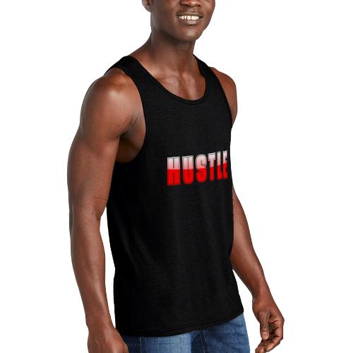 HUSTLE Bold Red Motivational Typography Design - Unisex Tri-Blend Organic Tank