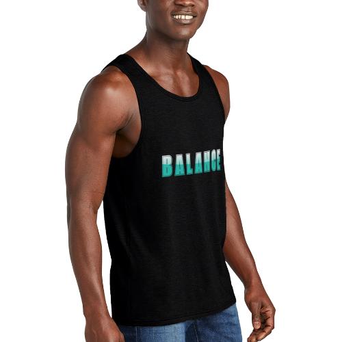 BALANCE Calm Teal Minimal Word Art Design - Unisex Tri-Blend Organic Tank