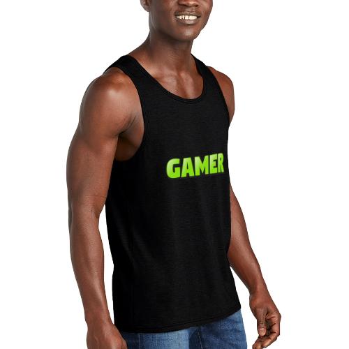 Gamer Neon Green Gaming Logo Design - Unisex Tri-Blend Organic Tank