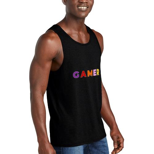 Multicolor GAMER Typography Design - Unisex Tri-Blend Organic Tank