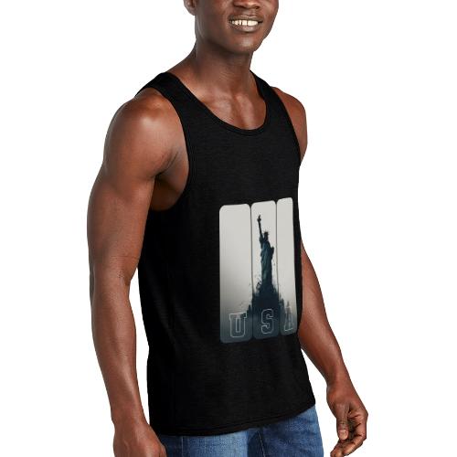 USA: Liberty Rising Over Manhattan - Unisex Tri-Blend Organic Tank