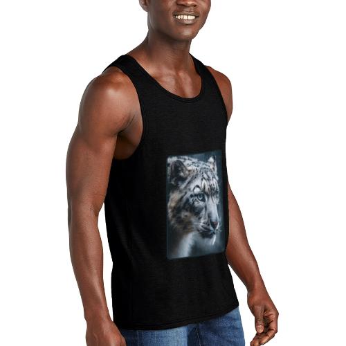 Snow Leopard Blue Eyes Design - Unisex Tri-Blend Organic Tank