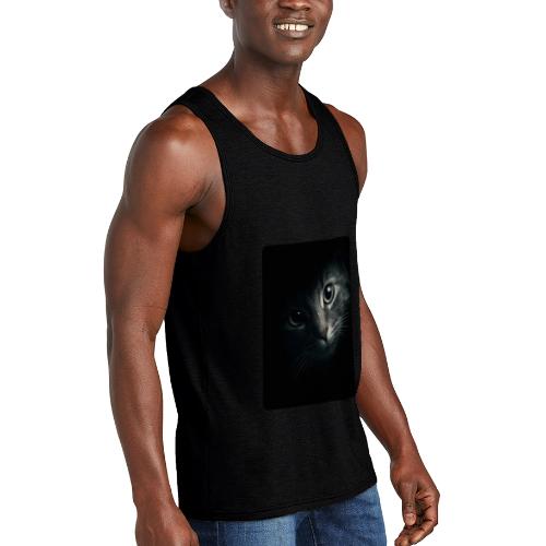Cat Face in Shadow Close-Up Design - Unisex Tri-Blend Organic Tank