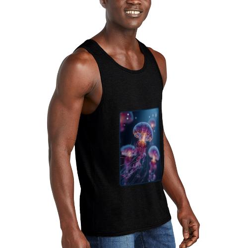 Glowing Jellyfish Deep Sea Design - Unisex Tri-Blend Organic Tank