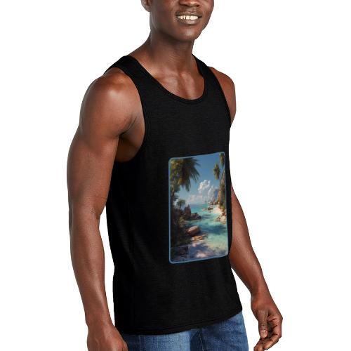 Tropical Island Paradise Ocean Design - Unisex Tri-Blend Organic Tank