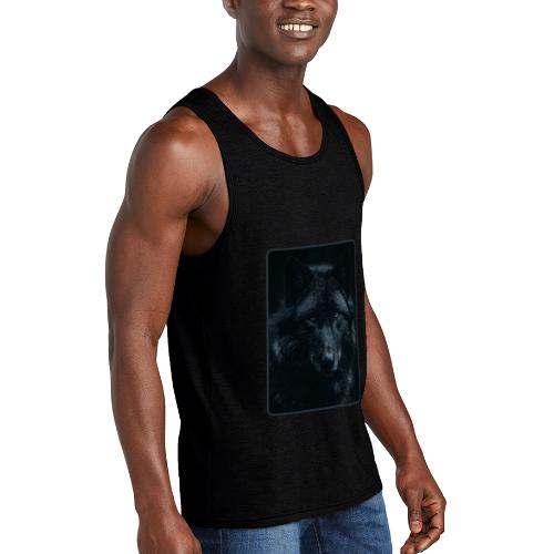 Black Wolf Intense Eyes Portrait Design - Unisex Tri-Blend Organic Tank