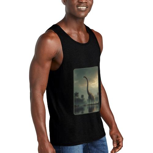 Brachiosaurus Misty Lake Design - Unisex Tri-Blend Organic Tank