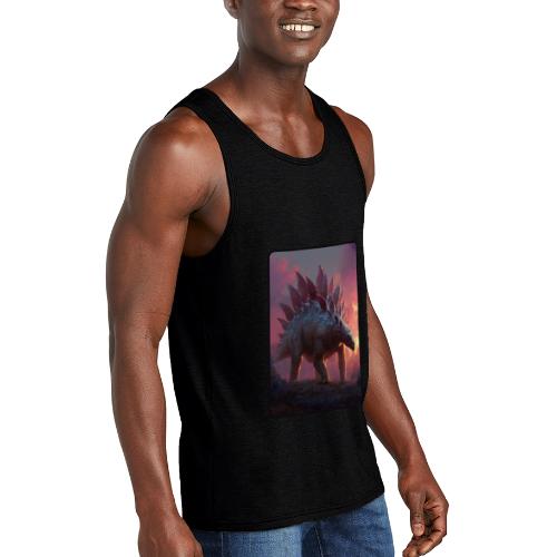 Stegosaurus Sunset Forest Design - Unisex Tri-Blend Organic Tank