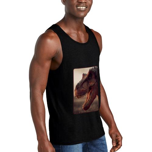 T Rex Roaring Close-Up Design - Unisex Tri-Blend Organic Tank