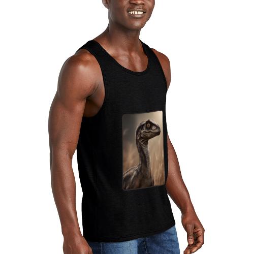 Velociraptor Feathered Portrait Design - Unisex Tri-Blend Organic Tank