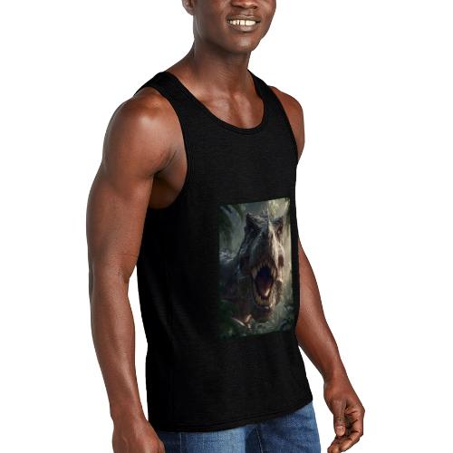T Rex Jungle Roar Design - Unisex Tri-Blend Organic Tank