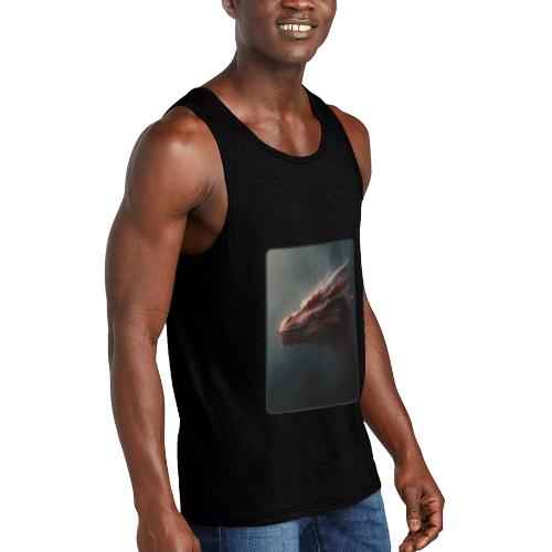 Red Dragon Fog Portrait Design - Unisex Tri-Blend Organic Tank