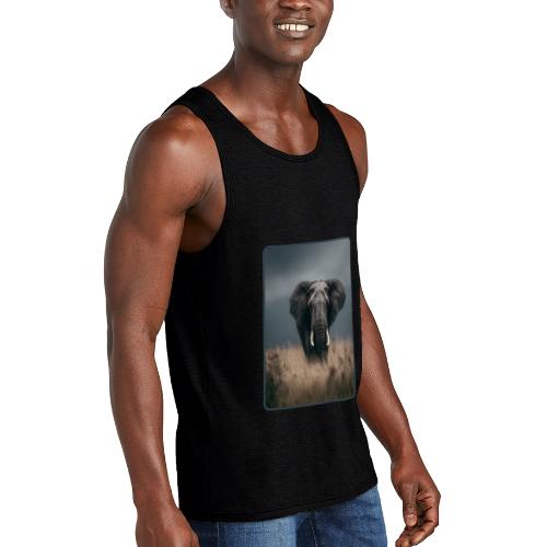 Majestic African Elephant Portrait Design - Unisex Tri-Blend Organic Tank