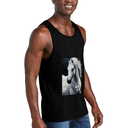 White Horse Oil Painting Design - Unisex Tri-Blend Organic Tank