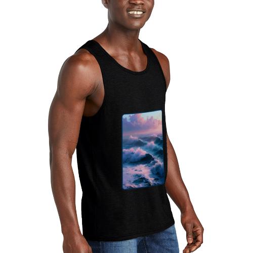 Dreamy Pastel Ocean Sunset Art - Unisex Tri-Blend Organic Tank