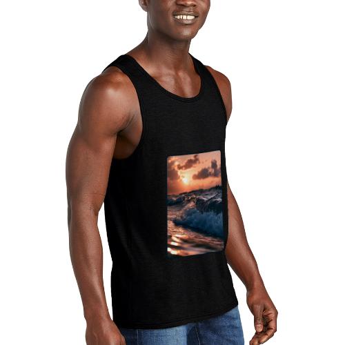 Golden Sunset Ocean Wave - Unisex Tri-Blend Organic Tank