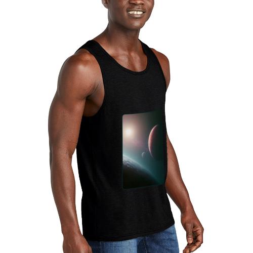Deep Space Planet Horizon Art - Unisex Tri-Blend Organic Tank