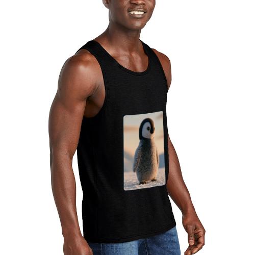 Cute Penguin Chick Sunrise Design - Unisex Tri-Blend Organic Tank
