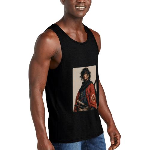 Young Samurai Warrior Portrait - Unisex Tri-Blend Organic Tank