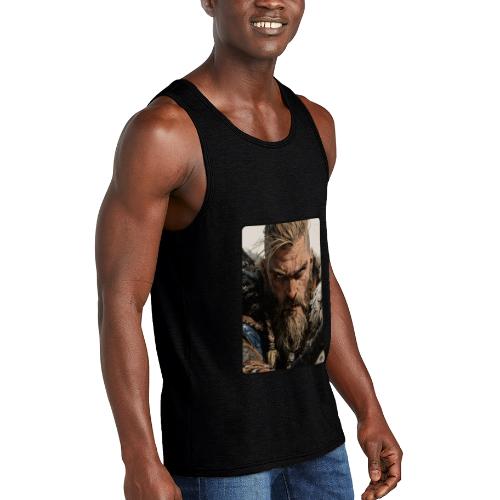 Fierce Viking Warrior Portrait - Unisex Tri-Blend Organic Tank