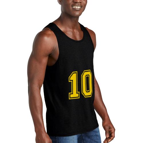 Number 10 in a classic athletic collegiate font - Unisex Tri-Blend Organic Tank