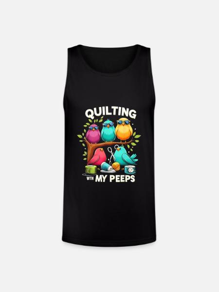Quilting With My Peeps - Unisex Tri-Blend Organic Tank - black